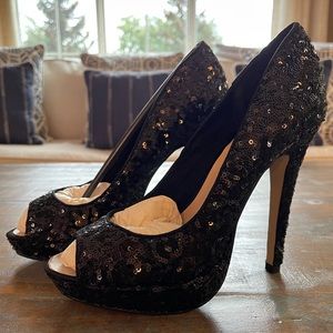Madeline girl stilettos in black sequin. New never been worn.